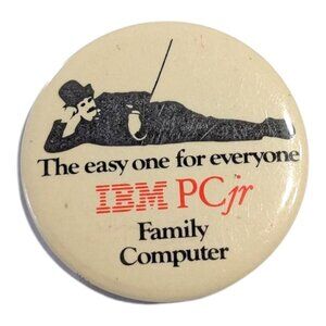 Vtg IBM PC Jr. Family Computer Charlie Chaplin Promo Pin Pinback Button USA